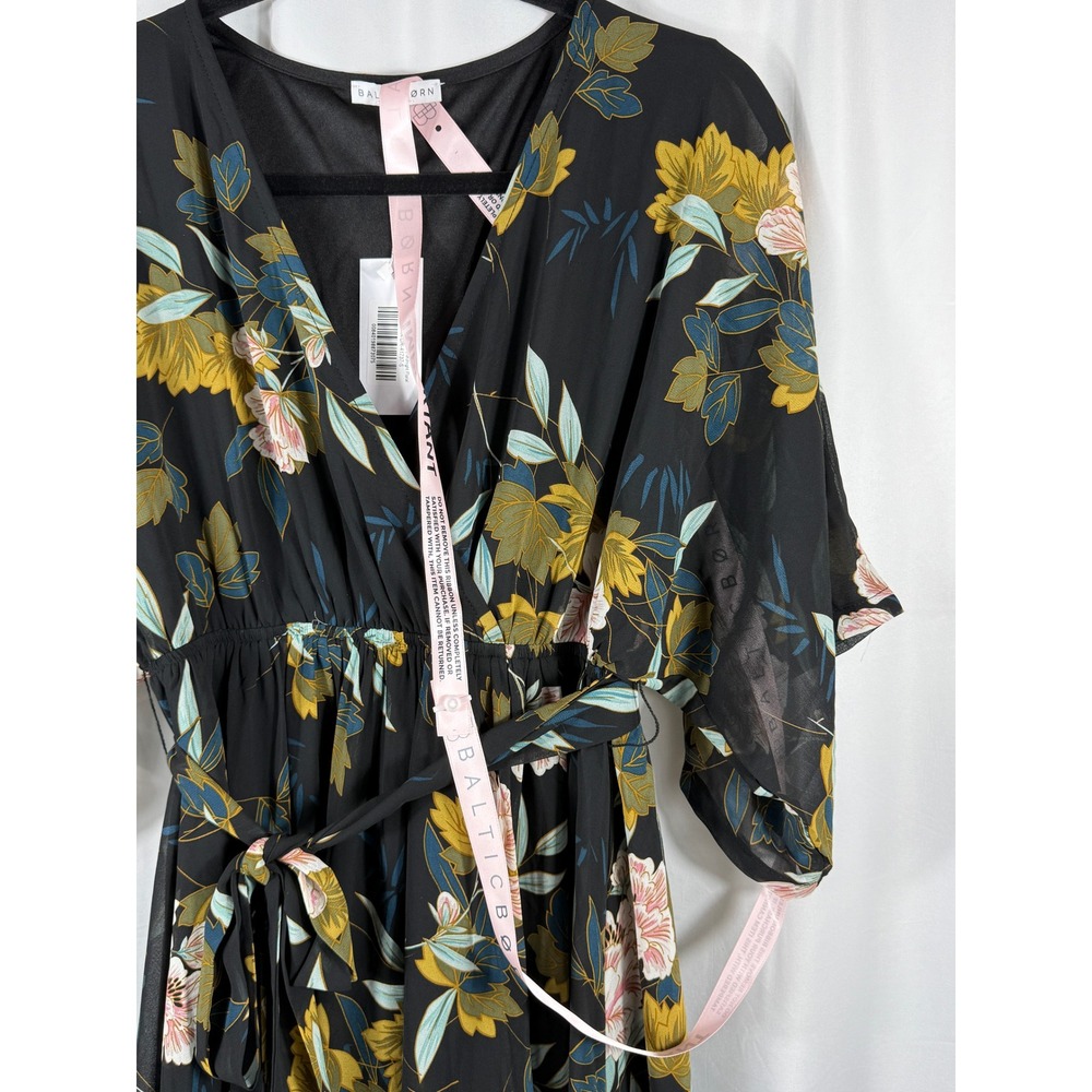 Baltic Born Kia Kimono Maxi Dress Midnight Floral Black Pink Gold Small NWT - Picture 4 of 10